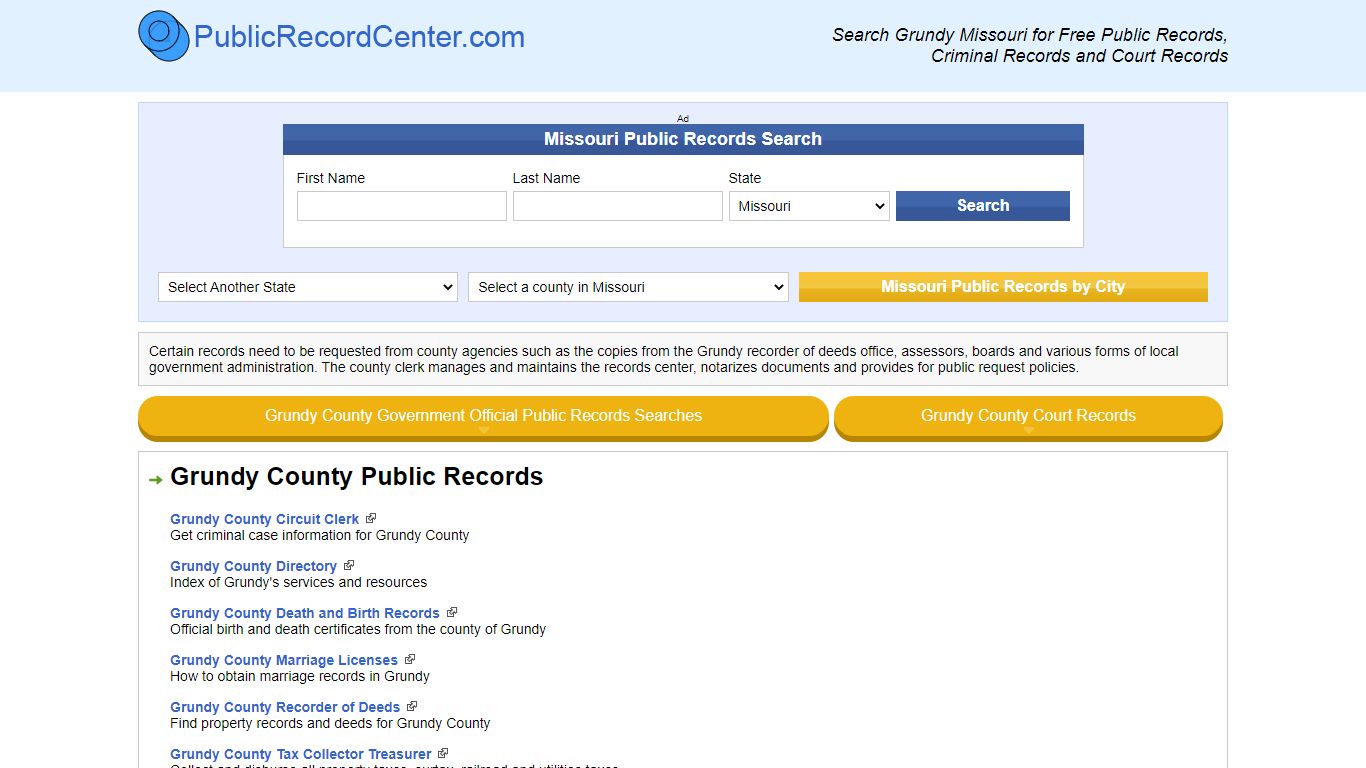 Grundy County Missouri Free Public Records - Court Records ...